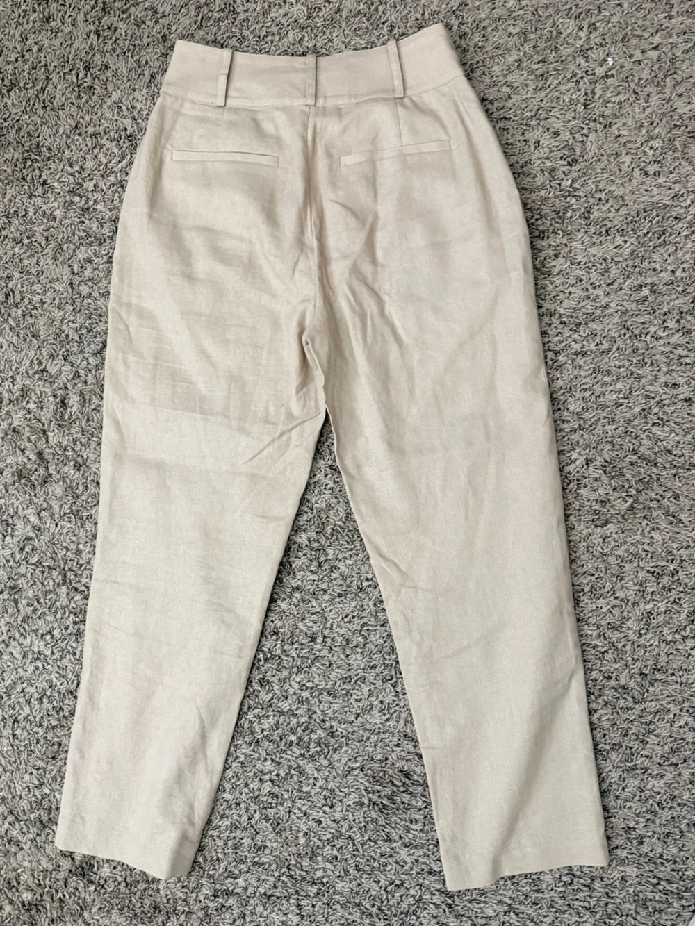 Anine Bing Linen Blend Beige High-Waist Paperbag Trousers - Size 36